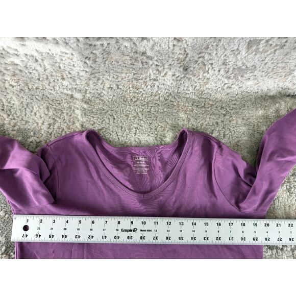 LL Bean Size M Supima Cotton Minimalist Casual Top Purple Long Sleeve Pullover - Picture 5 of 7